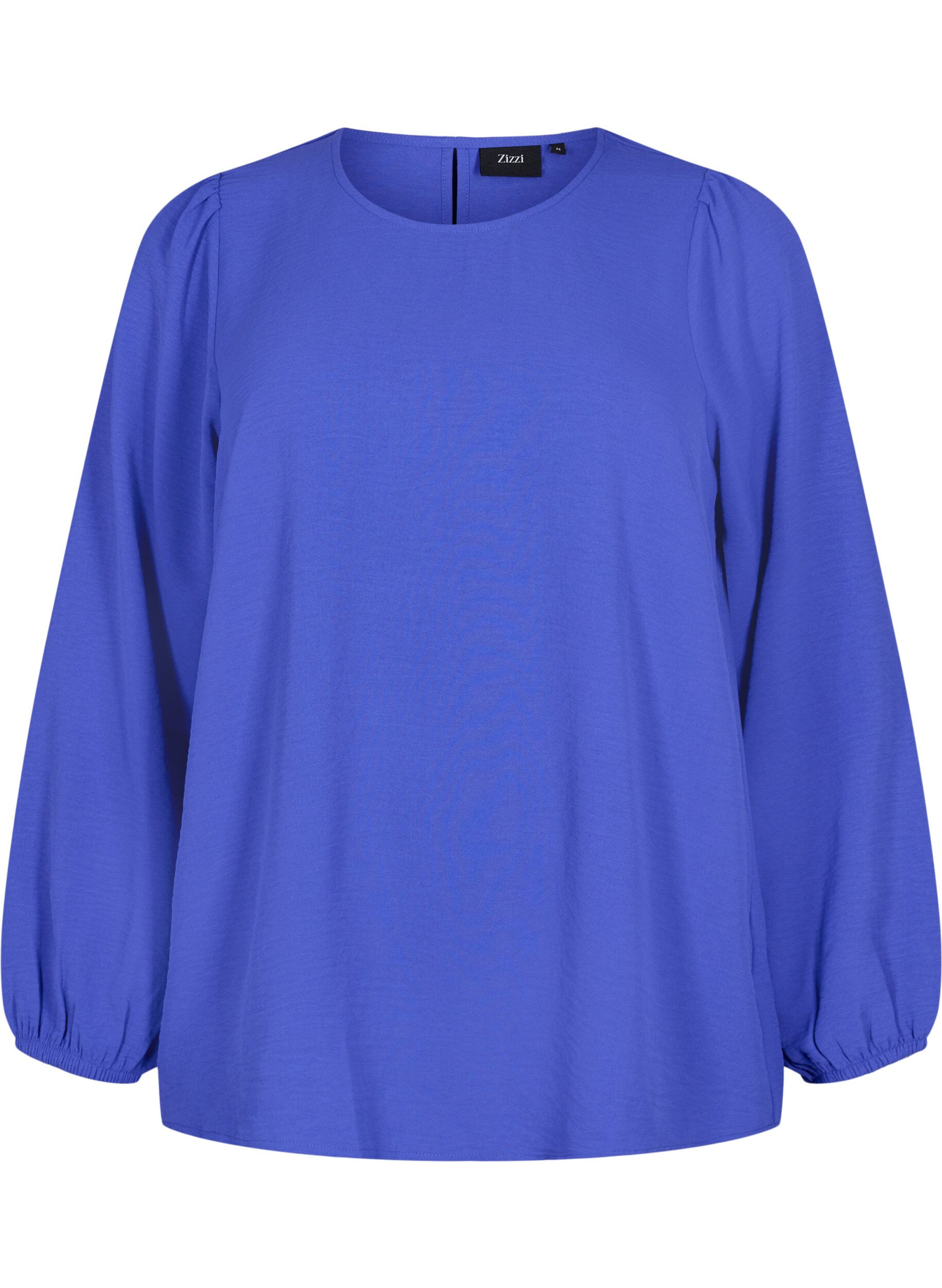 Blouse with puff sleeves - Blue - Sz. 42-60 - Zizzifashion