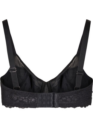Lace bra with mesh - Black - Sz. 85E-115H - Zizzifashion