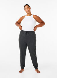 Jersey trousers with high waist, Dark Grey Melange, Model