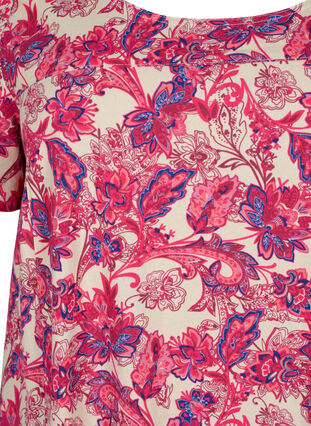 Zizzifashion Short-sleeved, printed cotton dress, Raspberry Sorbet, Packshot image number 2