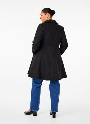 Zizzifashion A-line wool coat with pockets, Black, Model image number 1