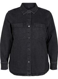 Denim shirt with buttons and chest pockets, Dark Grey Denim, Packshot