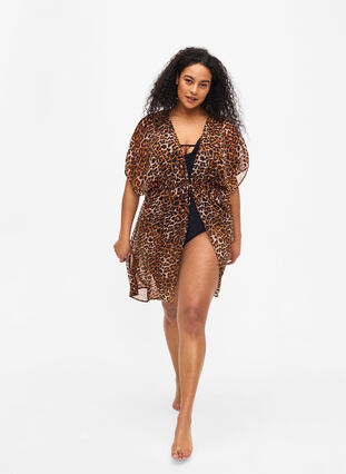 Zizzifashion Beach kimono with print, Leopard, Model image number 3