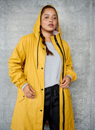 Zizzifashion Rain jacket with hood and button fastening, Spruce Yellow, Image image number 0