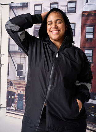 Zizzifashion Rain jacket with reflective details, Black w. Reflex, Image image number 0