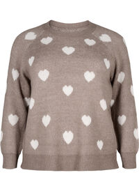 Knitted jumper with hearts