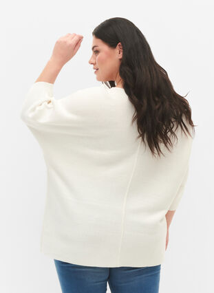 Zizzifashion Knitted blouse with 3/4 sleeves, Cloud Dancer, Model image number 1