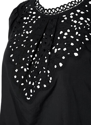 Zizzifashion Blouse with broderie anglaise and 1/2 sleeves, Black, Packshot image number 2