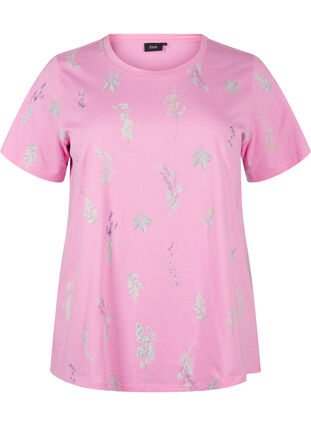 Zizzifashion Organic cotton T-shirt with floral print, Rosebloom W. Flower, Packshot image number 0