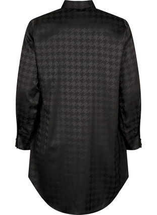 Zizzifashion Long shirt with houndstooth pattern, Black, Packshot image number 1