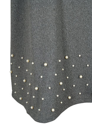 Zizzifashion Blouse with pearls and 3/4 sleeves, Dark Grey Melange, Packshot image number 3