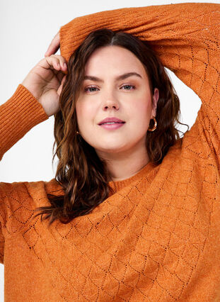 Zizzifashion Knitted blouse with lace pattern, Marmelade Mel., Model image number 2