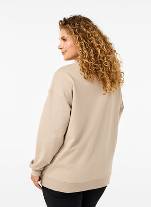 Zizzifashion Sweatshirt with a round neck, Simply Taupe, Model image number 1