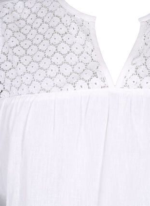 Zizzifashion Dress in a cotton blend with linen and crochet detail, Bright White, Packshot image number 2