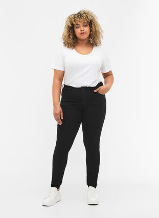 Zizzifashion High-waisted super slim Amy jeans , Black, Model image number 0