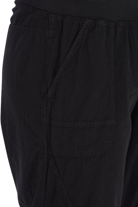 Zizzifashion Loose cropped trousers in cotton, Black, Packshot image number 2