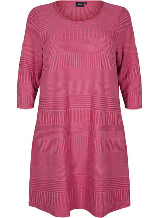 Zizzifashion Dress with 3/4 sleeves and striped pattern, Malaga Mel., Packshot image number 0