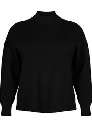 Solid colour knitted blouse, Black, Packshot