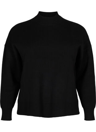 Zizzifashion Solid colour knitted blouse, Black, Packshot image number 0