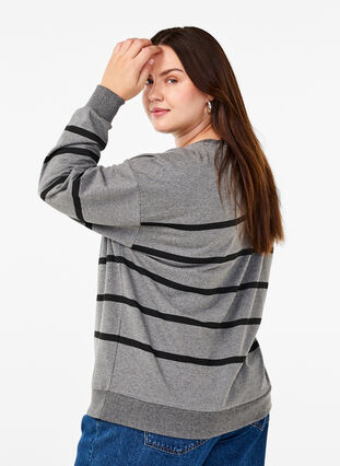 Zizzifashion Sweatshirt with a round neck, MGM w. Black Stripe, Model image number 1