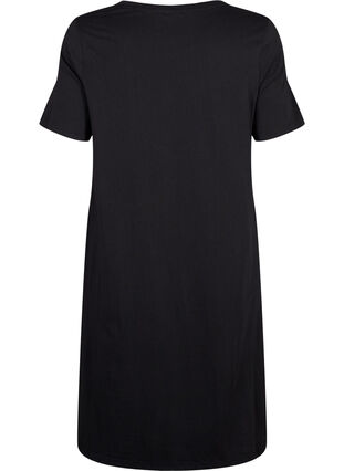 Zizzifashion Organic cotton nightdress with V-neck, Black Powerful, Packshot image number 1