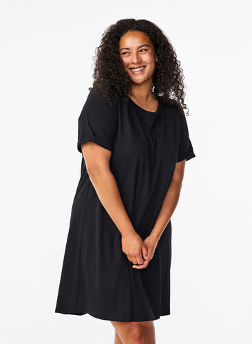 Zizzifashion Cotton t-shirt dress, Black, Model image number 0