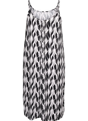 Zizzifashion Viscose strap dress with print, Black Swirl AOP, Packshot image number 1