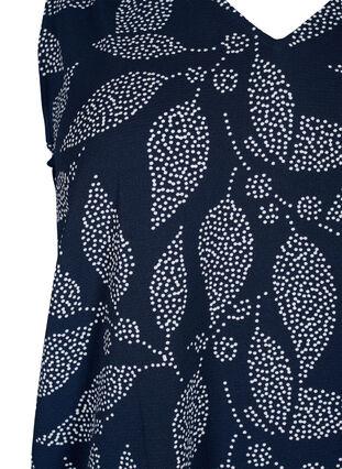 Zizzifashion Floral top with v-neck, Navy B. w. Dot Leaf, Packshot image number 2