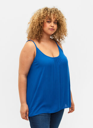 Zizzifashion Strap top in viscose, Victoria blue, Model image number 0