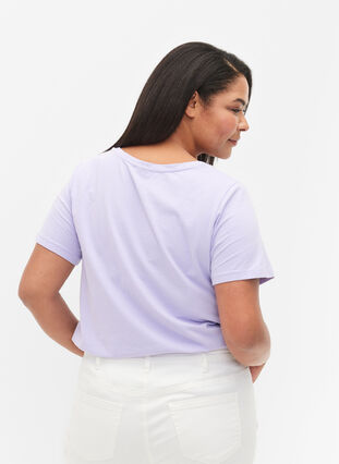 Zizzifashion Basic plain cotton t-shirt, Lavender, Model image number 1