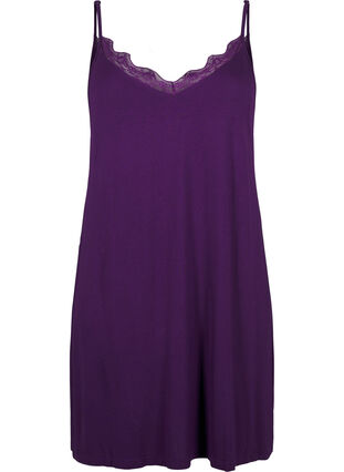 Zizzifashion Viscose nightgown with lace trim, Purple Pennant, Packshot image number 0