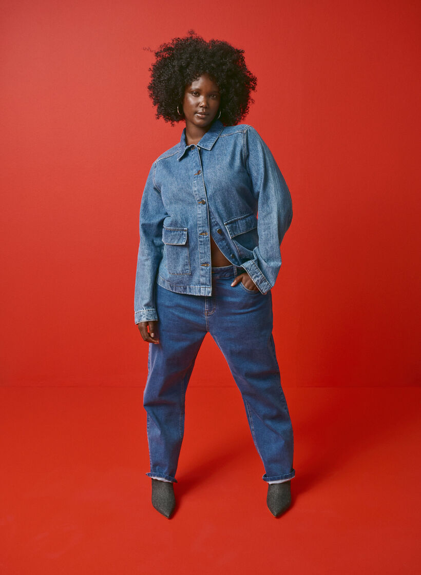 Denim shirt jacket with pockets, Blue Denim, Image