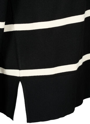Zizzifashion Knitted viscose blouse with stripes, Black Comb, Packshot image number 3