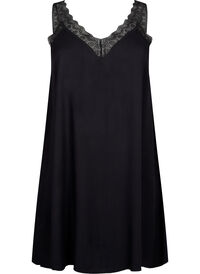 Strap dress in viscose with lace
