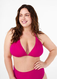 Solid color triangle bikini top, Vivacious, Model