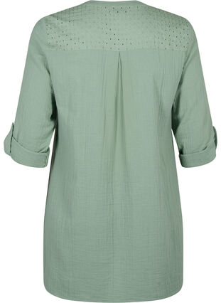 Zizzifashion Cotton tunic with anglaise embroidery, Chinois Green, Packshot image number 1