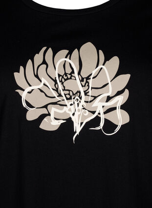 Zizzifashion T-shirt with a motif, Black w. Flower, Packshot image number 2