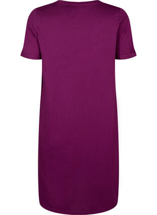 Zizzifashion Short-sleeved nightgown in organic cotton, Dark Purple Relax, Packshot image number 1