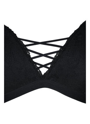 CLZOUD Everyday Bras Black Lace Lace Bralette with Extenders Thin  Adjustable Strap Padded Cute Triangle Bralette Lace Bra for Women (with  Chest Pad) M