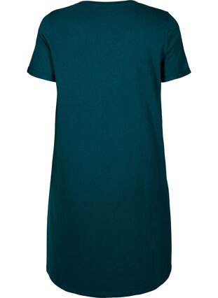 Zizzifashion Short-sleeved nightgown in organic cotton, Deep Teal Lets, Packshot image number 1