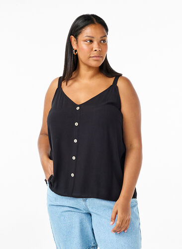 Zizzifashion Viscose top with narrow straps, Black, Model image number 0