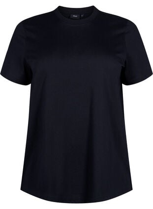 Zizzifashion Basic cotton T-shirt with round neck, Black, Packshot image number 0