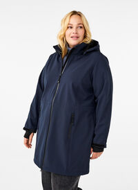 Softshell jacket with detachable hood, Night Sky, Model