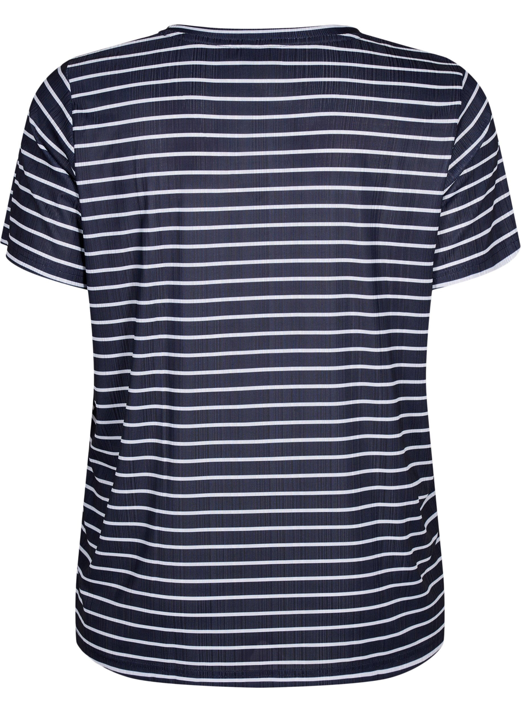 FLASH - T-shirt with stripes - Blue - Sz. S - Zizzifashion