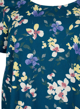 Zizzifashion Short-sleeved, printed cotton dress, Legion Blue, Packshot image number 2