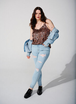Zizzifashion Leopard print top with chain strap, Leopard AOP, Image image number 0