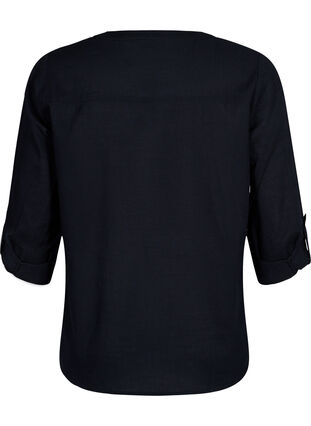 Zizzifashion Shirt blouse in cotton with a v-neck, Black, Packshot image number 1