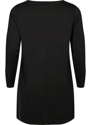 Zizzifashion Knitted dress in cotton-viscose blend, Black Mel., Packshot image number 1