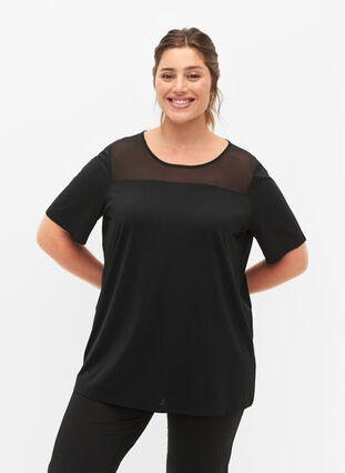 Zizzifashion Short-sleeved training t-shirt with mesh, Black, Model image number 0
