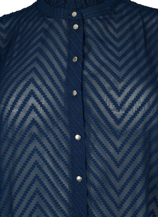 Zizzifashion Shirt blouse with ruffles and patterned texture, Navy Blazer, Packshot image number 2